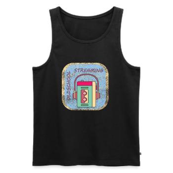 OLDSCHOOL STREAMING- Walkman- enfant des années 80 - Débardeur bio Premium Homme - noir - Devant - Michal (187cm)