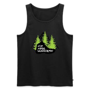 ICH MUSS WANDERN - Männer Premium Bio Tank Top - Schwarz - Vorne - Michal (187cm)