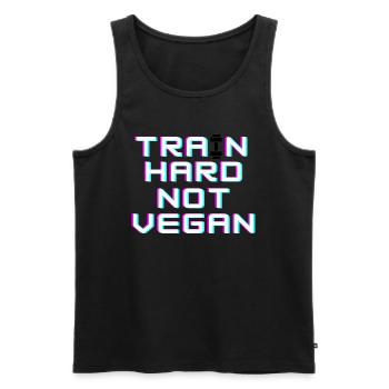 Train hard not vegan - Männer Premium Bio Tank Top - Schwarz - Vorne - Michal (187cm)