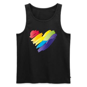 herz rainbow - Männer Premium Bio Tank Top - Schwarz - Vorne - Michal (187cm)