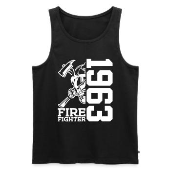 63E ANNIVERSAIRE BRIGADE DES POMPIERS 1963 - Débardeur bio Premium Homme - noir - Devant - AI Model Male 178 light (178cm)