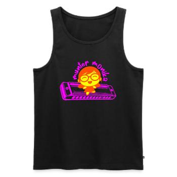 munter monika dancing on the mundharmonika pink - Männer Premium Bio Tank Top - Schwarz - Vorne - AI Model Male 178 light (178cm)