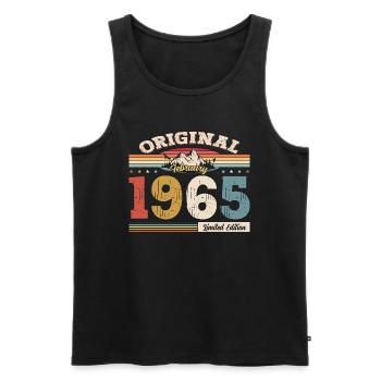 60. Geburtstag Geschenk Mann Original Februar 1965 - Männer Premium Bio Tank Top - Schwarz - Vorne - Michal (187cm)