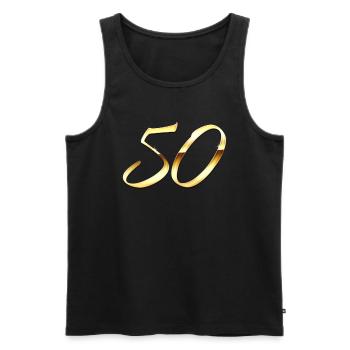 Gold 50 - Männer Premium Bio Tank Top - Schwarz - Vorne - Michal (187cm)