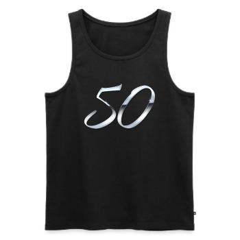 Silber 50 - Männer Premium Bio Tank Top - Schwarz - Vorne - Michal (187cm)