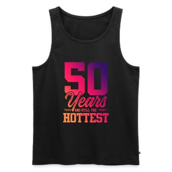 50th birthday - Men's Premium Organic Tank Top - black - Front - AI Model Male 178 light (178cm)