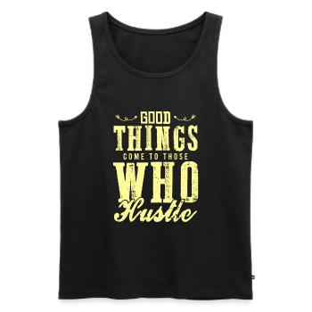work hustle - Men's Premium Organic Tank Top - black - Front - Michal (187cm)