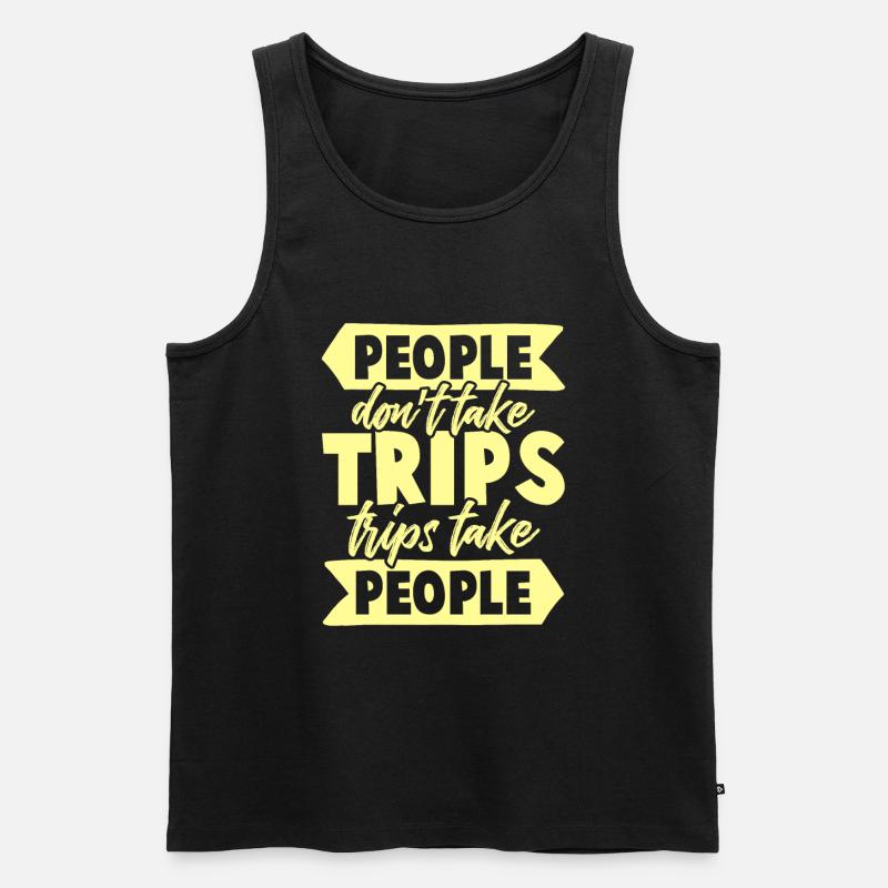 trip reise spruch - Männer Premium Bio Tank Top - Schwarz