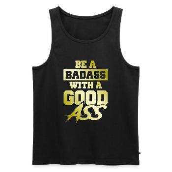 badass fitness - Männer Premium Bio Tank Top - Schwarz - Vorne - Michal (187cm)