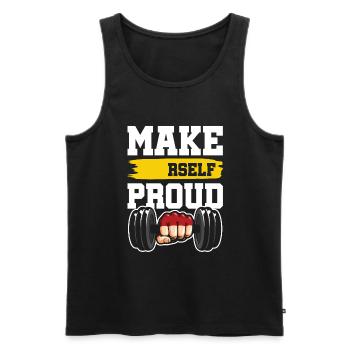 fitness stolz workout - Männer Premium Bio Tank Top - Schwarz - Vorne - Michal (187cm)