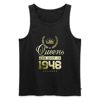 Queens born in 1948 - Men's Premium Organic Tank Top - black - Front - Michal (187cm)