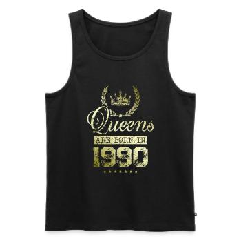Queens born in 1990 - Männer Premium Bio Tank Top - Schwarz - Vorne - AI Model Male 178 light (178cm)