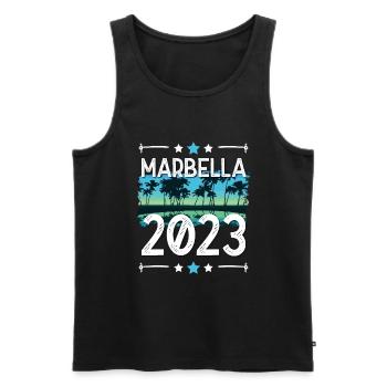 Marbella 2023 - Men's Premium Organic Tank Top - black - Front - AI Model Male 178 light (178cm)