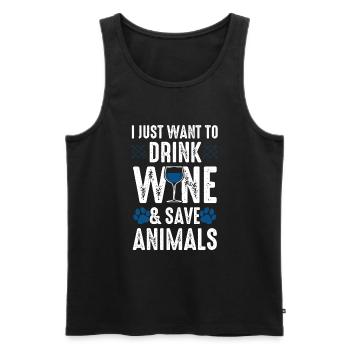 Animal welfare wine - Men's Premium Organic Tank Top - black - Front - Michal (187cm)