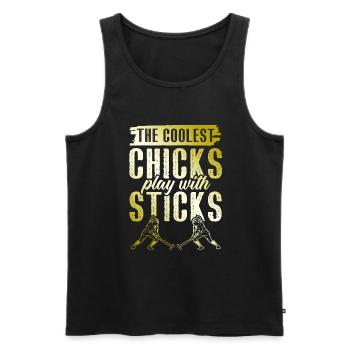 Feldhockey chicks - Männer Premium Bio Tank Top - Schwarz - Vorne - Michal (187cm)