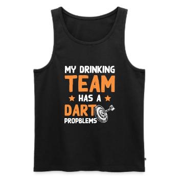 Darts Team - Men's Premium Organic Tank Top - black - Front - AI Model Male 178 light (178cm)
