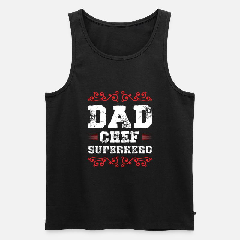 Dad Chef Superheld Papa - Männer Premium Bio Tank Top - Schwarz