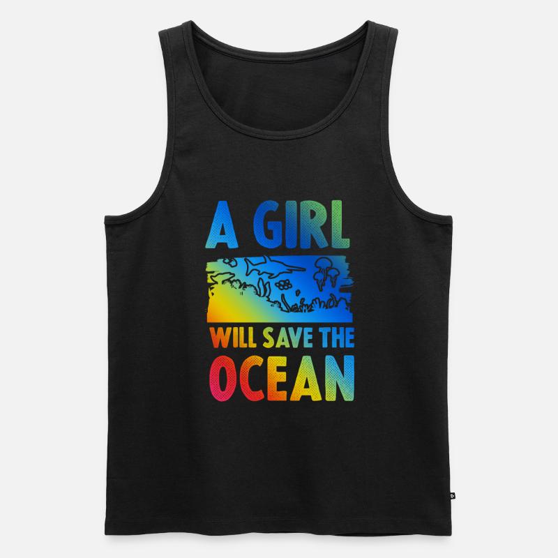 save the ocean mädchen - Männer Premium Bio Tank Top - Schwarz