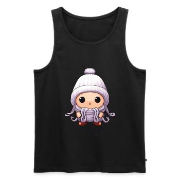 Octopus Winter Octopus Comic Cute - Men's Premium Organic Tank Top - black - Front - Michal (187cm)