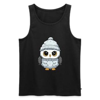 Hibou Hiver Bande Dessinée Mignon - Débardeur bio Premium Homme - noir - Devant - Michal (187cm)