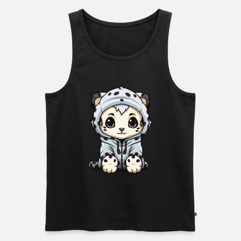 Schneeleopard Winter leopard Tier - Männer Premium Bio Tank Top - Schwarz