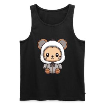 Mouse Winter Animal Cute Comic - Men's Premium Organic Tank Top - black - Front - Michal (187cm)