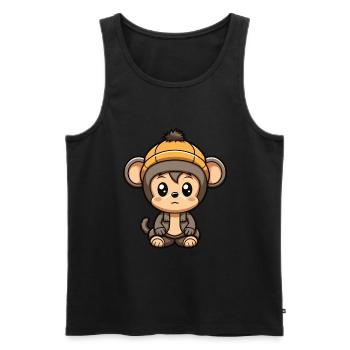 Monkey Winter Animal Cute Comic - Men's Premium Organic Tank Top - black - Front - Michal (187cm)
