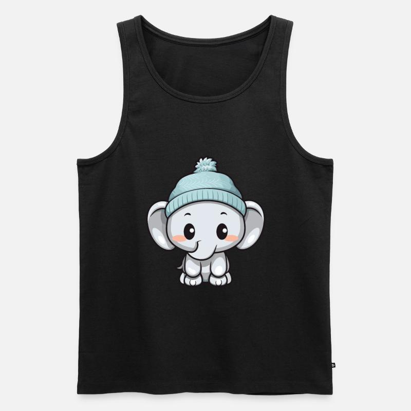 Elefant Winter Tier Niedlich Comic - Männer Premium Bio Tank Top - Schwarz