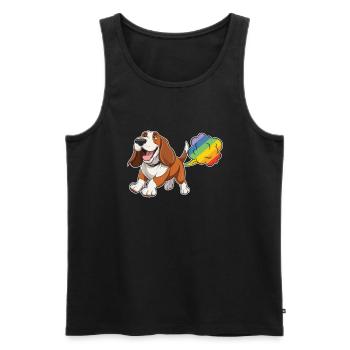 Bassett Hund Witzig Regenbogenfurz - Männer Premium Bio Tank Top - Schwarz - Vorne - Michal (187cm)