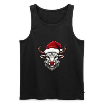 Bull Head Christmas Xmas - Men's Premium Organic Tank Top - black - Front - AI Model Male 178 light (178cm)