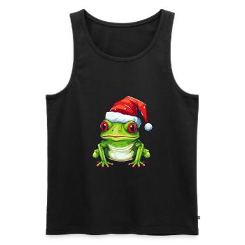 Tête de grenouille Noël crapaud Noël - Débardeur bio Premium Homme - noir - Devant - Michal (187cm)
