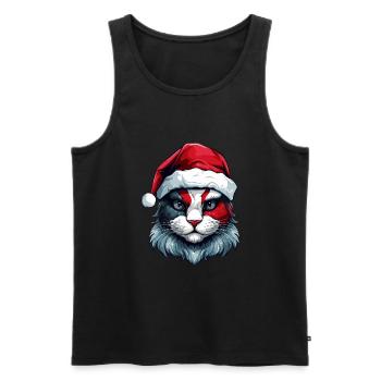 Katze Kopf Weihnachten Xmas Porträt - Männer Premium Bio Tank Top - Schwarz - Vorne - AI Model Male 178 light (178cm)