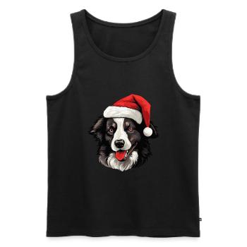 Border Collie Dog Head Christmas Xmas - Men's Premium Organic Tank Top - black - Front - Michal (187cm)
