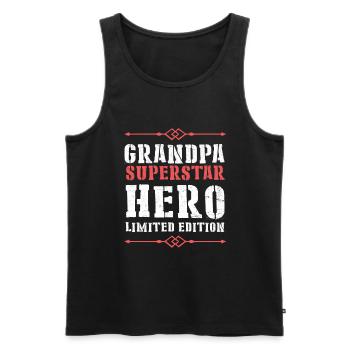 Best Grandpa Hero Saying - Men's Premium Organic Tank Top - black - Front - Michal (187cm)