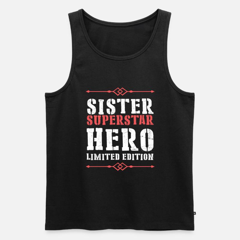 Beste Schwester Heldin Spruch - Männer Premium Bio Tank Top - Schwarz