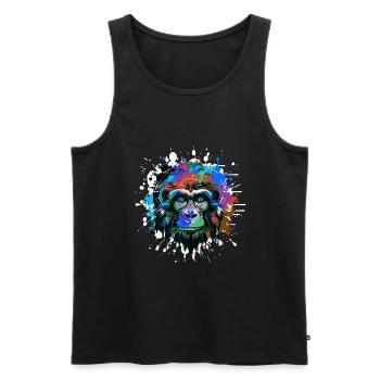 Monkey Head Portrait Colorful - Men's Premium Organic Tank Top - black - Front - Michal (187cm)