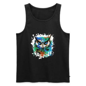Owl Head Portrait Colorful - Men's Premium Organic Tank Top - black - Front - Michal (187cm)