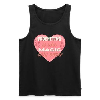 Crocheting is like Magic, only better pink heart - Men's Premium Organic Tank Top - black - Front - Michal (187cm)