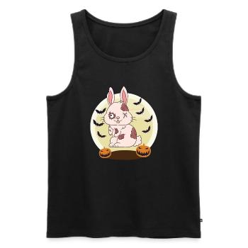 Halloween Zombie Animaux Halloween Lapin - Débardeur bio Premium Homme - noir - Devant - Michal (187cm)