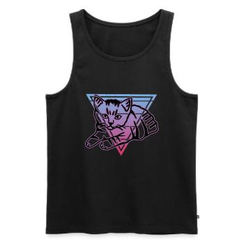 Retro Cat Graphic Cat for Cat Owners - Men's Premium Organic Tank Top - black - Front - Michal (187cm)