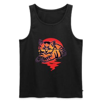 Retro Cat Graphic Cat for Cat Owners - Men's Premium Organic Tank Top - black - Front - Michal (187cm)