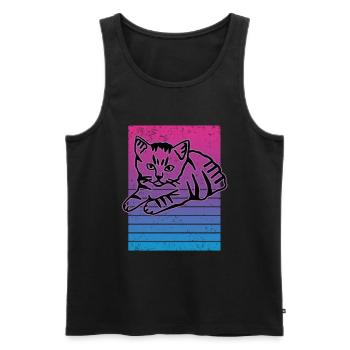 Retro Cat Graphic Cat for Cat Owners - Men's Premium Organic Tank Top - black - Front - Michal (187cm)
