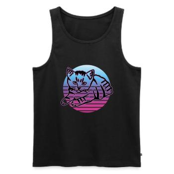 Retro Cat Graphic Cat for Cat Owners - Men's Premium Organic Tank Top - black - Front - Michal (187cm)