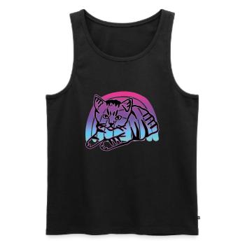 Chat graphique Retro Cat pour les propriétaires de chats - Débardeur bio Premium Homme - noir - Devant - AI Model Male 178 light (178cm)