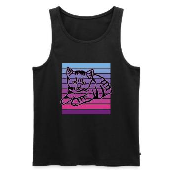 Retro Cat Graphic Cat for Cat Owners - Men's Premium Organic Tank Top - black - Front - Michal (187cm)