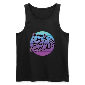 Retro Cat Graphic Cat for Cat Owners - Men's Premium Organic Tank Top - black - Front - Michal (187cm)