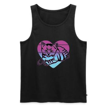 Retro Cat Graphic Cat for Cat Owners - Men's Premium Organic Tank Top - black - Front - Michal (187cm)