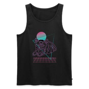Retro Cat Graphic Cat for Cat Owners - Men's Premium Organic Tank Top - black - Front - Michal (187cm)