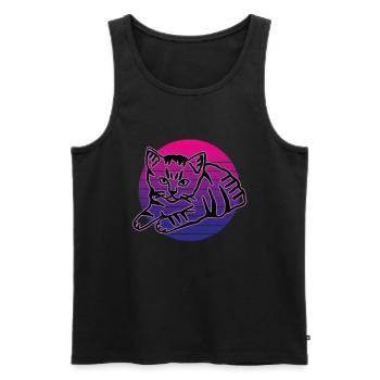 Retro Cat Graphic Cat for Cat Owners - Men's Premium Organic Tank Top - black - Front - Michal (187cm)