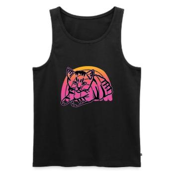 Retro Cat Graphic Cat for Cat Owners - Men's Premium Organic Tank Top - black - Front - Michal (187cm)